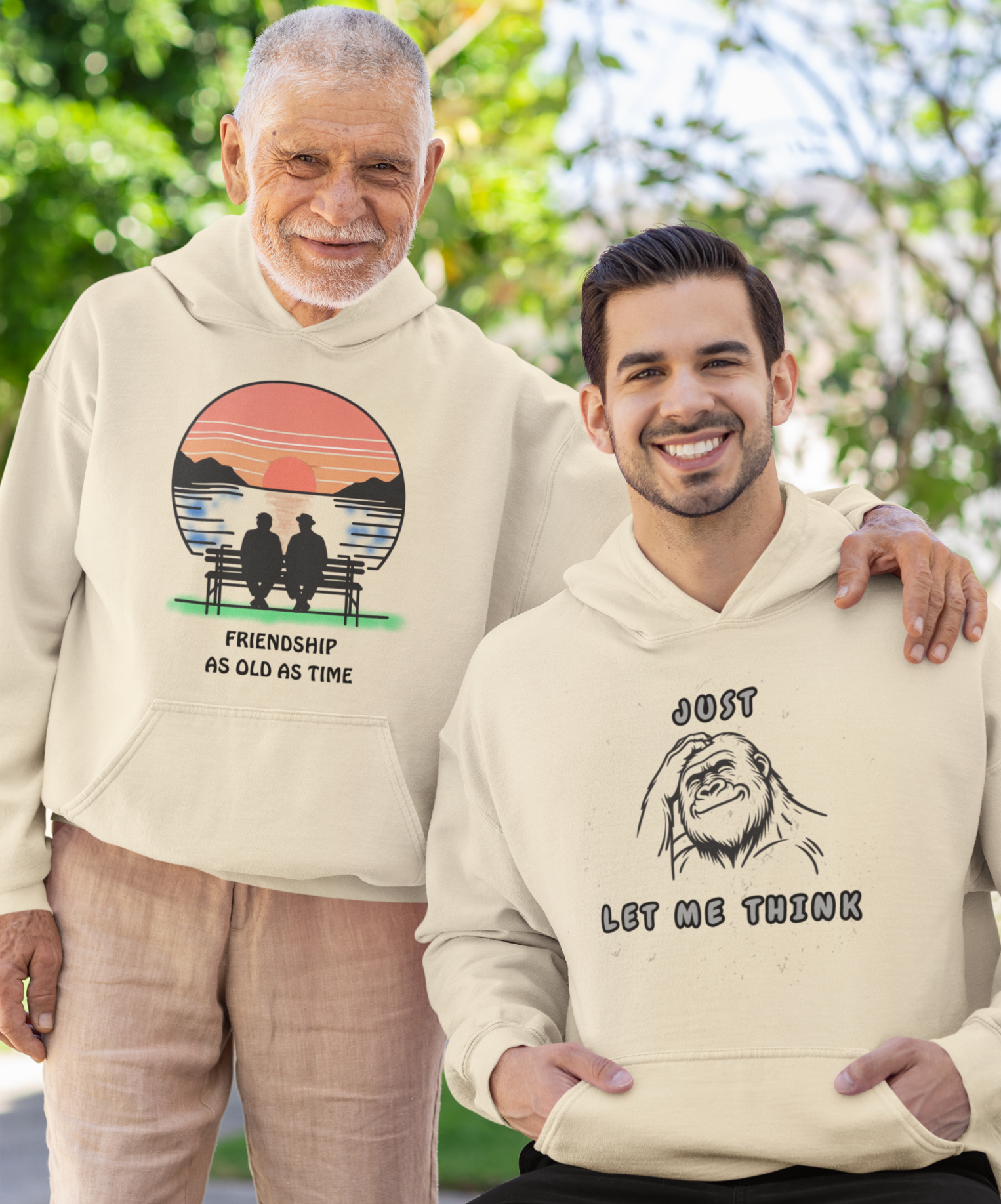 gildan hoodie mockup featuring a happy senior man posing with his son m39418 scaled e1777740115847