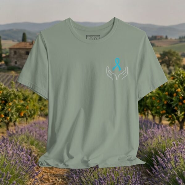 12891397136217099213_v2_2048_custom-2.jpeg Prostate Cancer Support T-Shirt - Blue Ribbon Hands Graphic Awareness Tee – product gallery – M · Art & Design