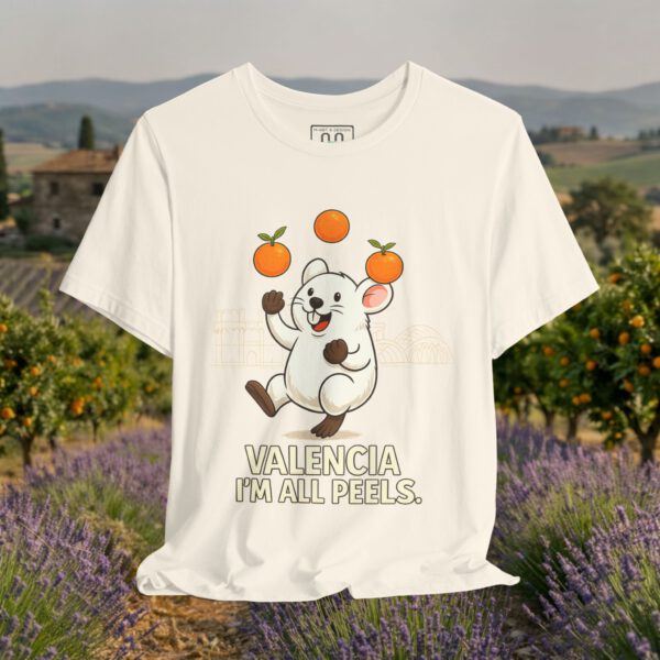 European Tourister - Valencia Travel T-Shirt — Spanish Citrus Humor “I’m All Peels”