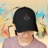 Embroidered Awareness Ribbon Denim Hat — Hands & Pink Ribbon Cap – product gallery – M · Art & Design