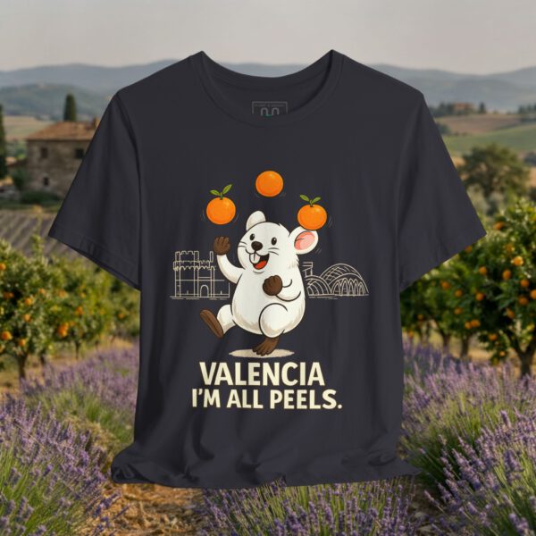 European Tourister - Valencia Travel T-Shirt — Spanish Citrus Humor “I’m All Peels”