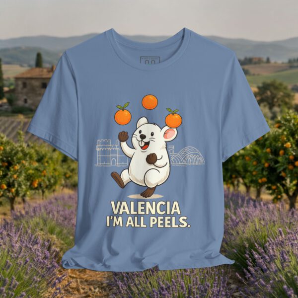 European Tourister - Valencia Travel T-Shirt — Spanish Citrus Humor “I’m All Peels”