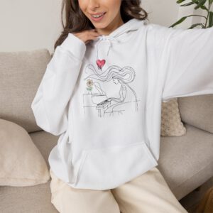 15362651469025380250_2048.jpeg Romantic Minimalist Hoodie — Line Art Piano Player with Heart & Flower