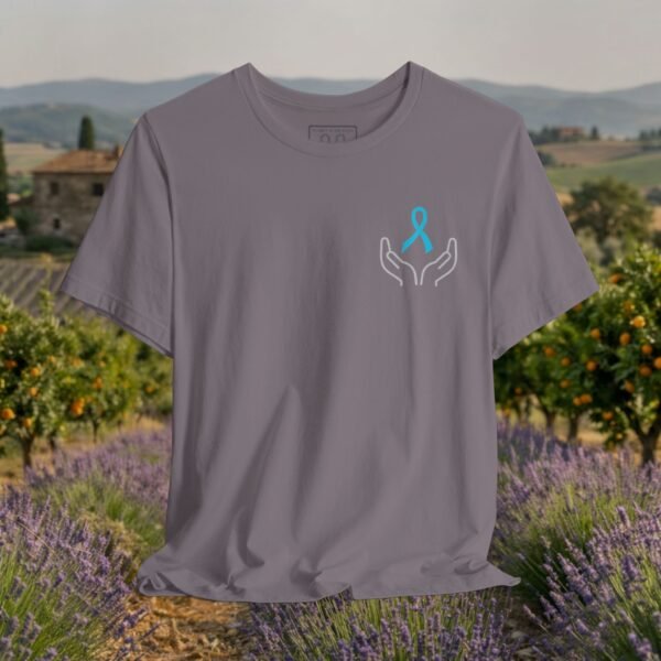 16453806974073806224_v2_2048_custom-2.jpeg Prostate Cancer Support T-Shirt - Blue Ribbon Hands Graphic Awareness Tee – product gallery – M · Art & Design