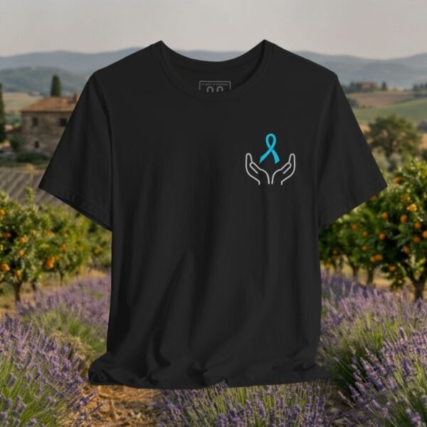 17741845305416701506_v2_2048_custom-2.jpeg Prostate Cancer Support T-Shirt - Blue Ribbon Hands Graphic Awareness Tee – product gallery – M · Art & Design