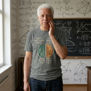 Funny Brain Diagram T‑Shirt — “Left Nothing Right / Right Nothing Left” Techy Graphic Tee