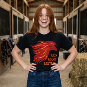 Red Mane Motion T-Shirt — Stylized Horse Head Graphic Tee artistic unisex graphic T-shirt