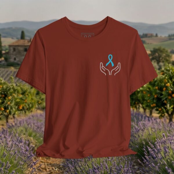 4032272309151064460_v2_2048_custom-2.jpeg Prostate Cancer Support T-Shirt - Blue Ribbon Hands Graphic Awareness Tee – product gallery – M · Art & Design