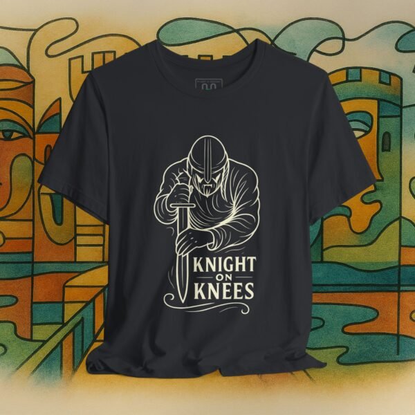 6309810545230928628_v2_2048_custom.jpeg Knight on Knees – Medieval Valor Graphic Tee – product gallery – M · Art & Design