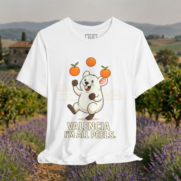 European Tourister - Valencia Travel T-Shirt — Spanish Citrus Humor “I’m All Peels”