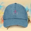 Embroidered Awareness Ribbon Denim Hat — Hands & Pink Ribbon Cap – product gallery – M · Art & Design