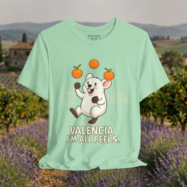 European Tourister - Valencia Travel T-Shirt — Spanish Citrus Humor “I’m All Peels”