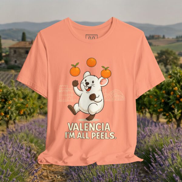European Tourister - Valencia Travel T-Shirt — Spanish Citrus Humor “I’m All Peels”