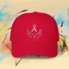10000595265341949240_2048_custom.jpeg Supporting Hands & Lavender Ribbon Cap - Embroidered Awareness Ribbon Denim Hat – product gallery – M · Art & Design