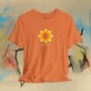 Laid-back flower T-Shirt "Kann man machen." - yellow orange – product gallery – M · Art & Design