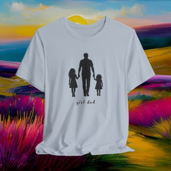 Girl Dad T-Shirt — Silhouette Father with Two Daughters Tee | Father’ Day Gift /2 – product gallery – M · Art & Design