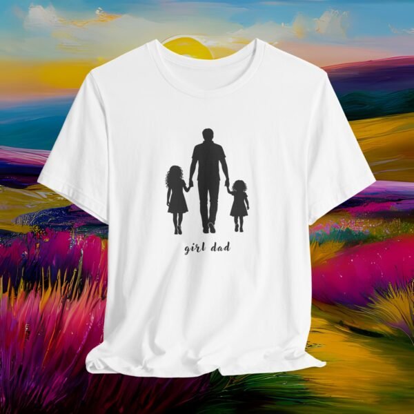 Girl Dad T-Shirt — Silhouette Father with Two Daughters Tee | Father’ Day Gift /2 – product gallery – M · Art & Design