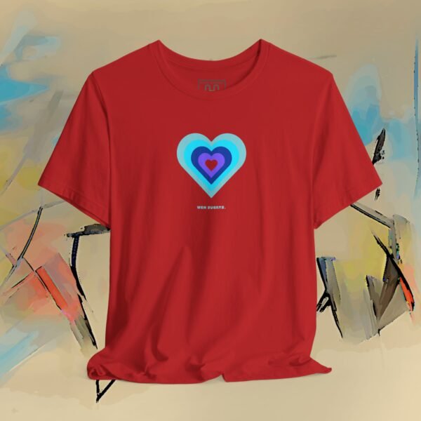 Cheeky heart T-Shirt "Wen juckts." - blue purple – product gallery – M · Art & Design