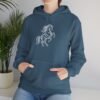 Horse Line Art Hoodie — Minimalist Rearing Stallion Graphic Sweatshirt – product gallery – M · Art & Design