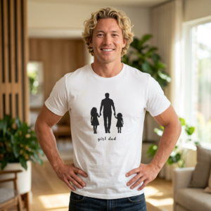 20260707193452-1f17a3ae-cf94-664e-9d7a-eeddb08ecbf7.png Girl Dad T-Shirt β Silhouette Father with Two Daughters Tee | Fatherβ Day Gift /2 artistic unisex graphic T-shirt