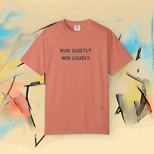 Run Quietly Light Colors – Ultimate Comfort Colors Premium Running Philosophy Tee – Running Bella+Canvas T-shirt by Martume (Lifestyle view)