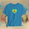 Cheeky heart T-Shirt "Wen juckts." - green orange – product gallery – M · Art & Design