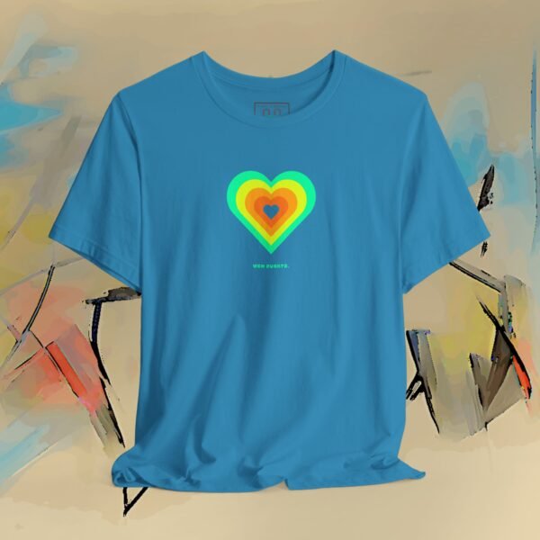 Cheeky heart T-Shirt "Wen juckts." - green orange – product gallery – M · Art & Design