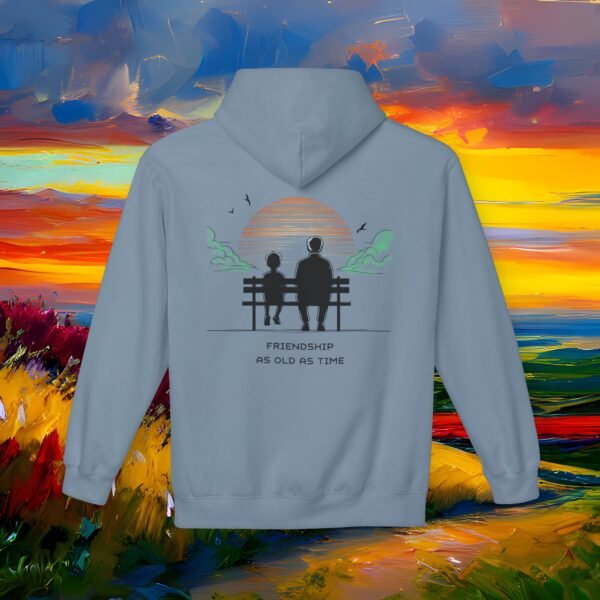 4083307020440232507_2048_custom-1.jpeg Friendship As Old As Time Hoodie — Vintage Sunset Bench Friends Pullover – product gallery – M · Art & Design