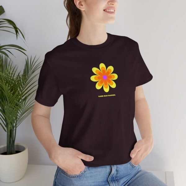 Laid-back flower T-Shirt "Kann man machen." - yellow orange artistic unisex graphic T-shirt