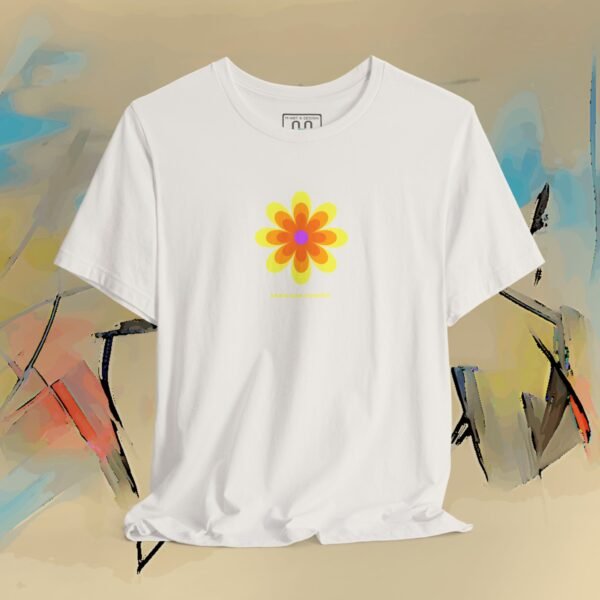 Laid-back flower T-Shirt "Kann man machen." - yellow orange – product gallery – M · Art & Design