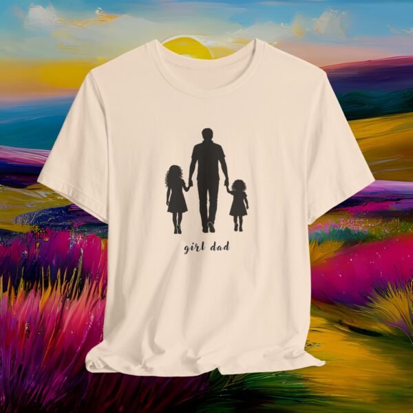 Girl Dad T-Shirt — Silhouette Father with Two Daughters Tee | Father’ Day Gift /2 – product gallery – M · Art & Design