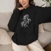 Horse Line Art Hoodie — Minimalist Rearing Stallion Graphic Sweatshirt – product gallery – M · Art & Design