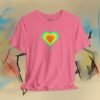 Cheeky heart T-Shirt "Wen juckts." - green orange – product gallery – M · Art & Design