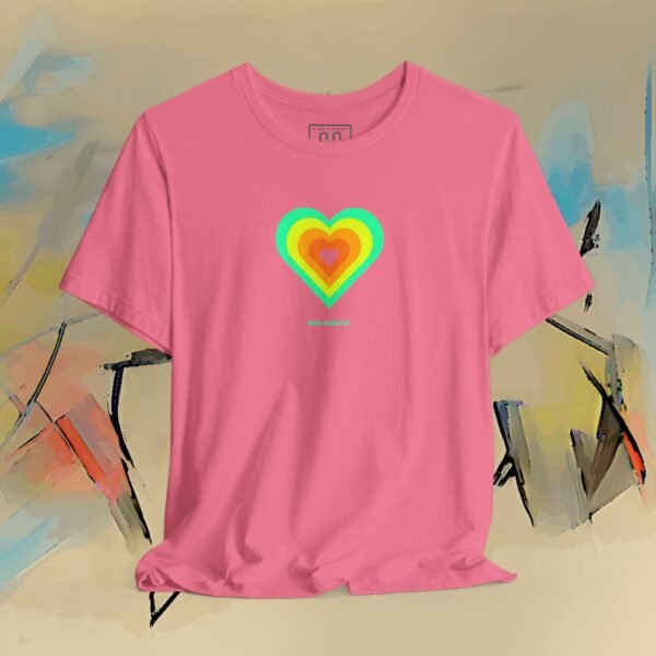 Cheeky heart T-Shirt "Wen juckts." - green orange – product gallery – M · Art & Design
