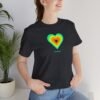Cheeky heart T-Shirt "Wen juckts." - green orange artistic unisex graphic T-shirt