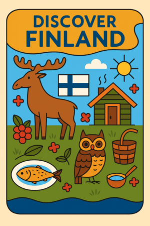 “Discover Finland” Poster – European Wall Art Printable (A4 PDF) artistic unisex graphic T-shirt