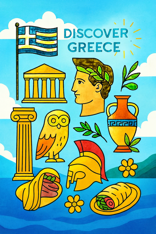 “Discover Greece” Poster – European Wall Art Printable (A4 PDF) artistic unisex graphic T-shirt