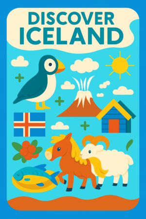 “Discover Iceland” Poster – European Wall Art Printable (A4 PDF) artistic unisex graphic T-shirt