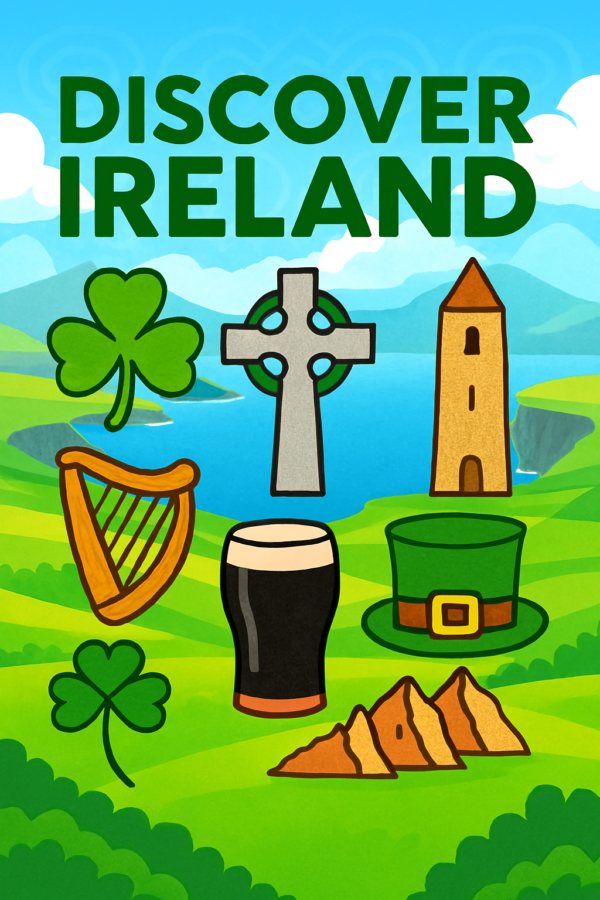 Ireland-1col “Discover Ireland” Poster – European Wall Art Printable (A4 PDF) artistic unisex graphic T-shirt
