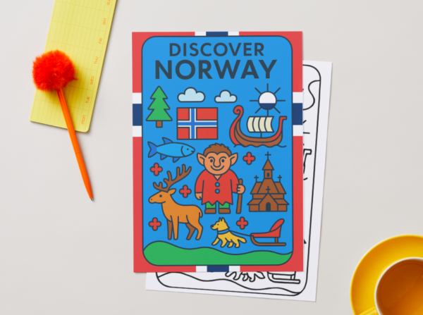 Mock-Norway-2col “Discover Norway” Poster 2 – European Wall Art Printable (A4 PDF) – product gallery – M · Art & Design
