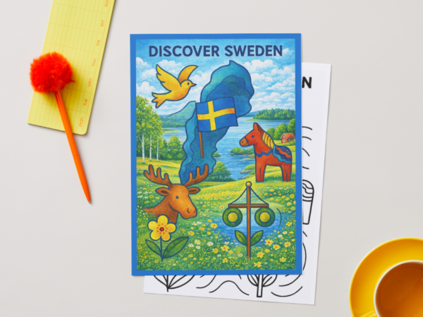 Mock-Sweden-2col “Discover Sweden 2” Poster – European Wall Art Printable (A4 PDF) – product gallery – M · Art & Design