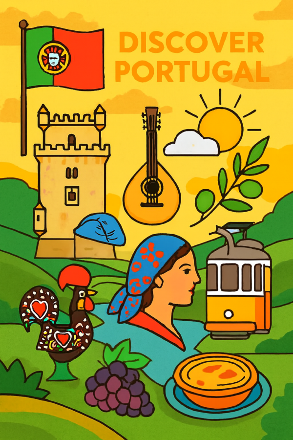 Portugal-1col “Discover Portugal” Poster – European Wall Art Printable (A4 PDF)
