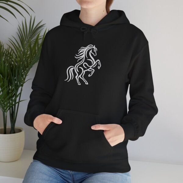 10106778583279928974_2048.jpeg Horse Line Art Hoodie — Minimalist Rearing Stallion Graphic Sweatshirt — Apparel by M · Art & Design