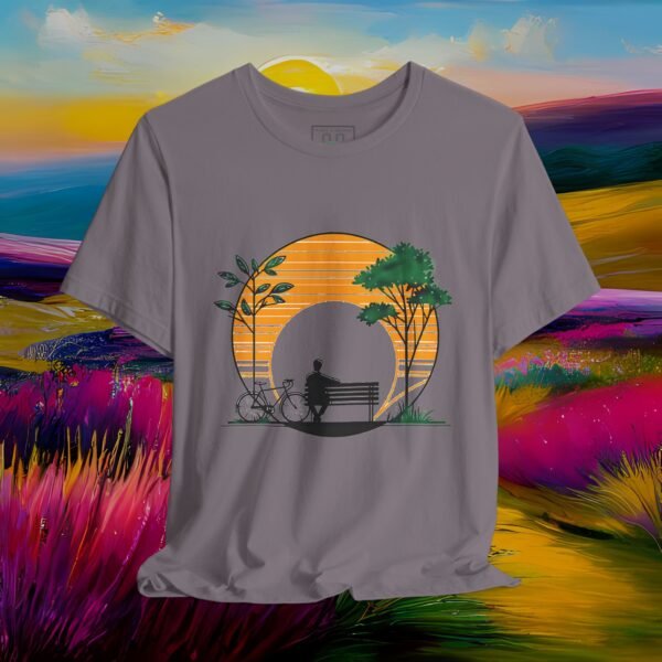 11092143154297913718_v2_2048_custom.jpeg Sunset Bench Tee — Bicycle Park Silhouette T-Shirt – product gallery – M · Art & Design