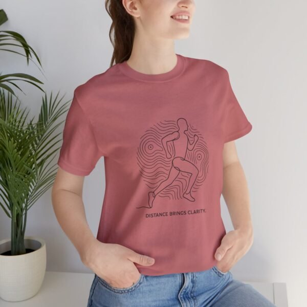 Running Tee — Minimal Line Runner Graphic with “Distance Brings Clarity” #1 - T-Shirt