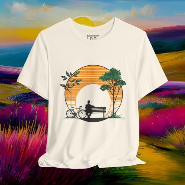 13707957566499111674_v2_2048_custom.jpeg Sunset Bench Tee — Bicycle Park Silhouette T-Shirt – product gallery – M · Art & Design