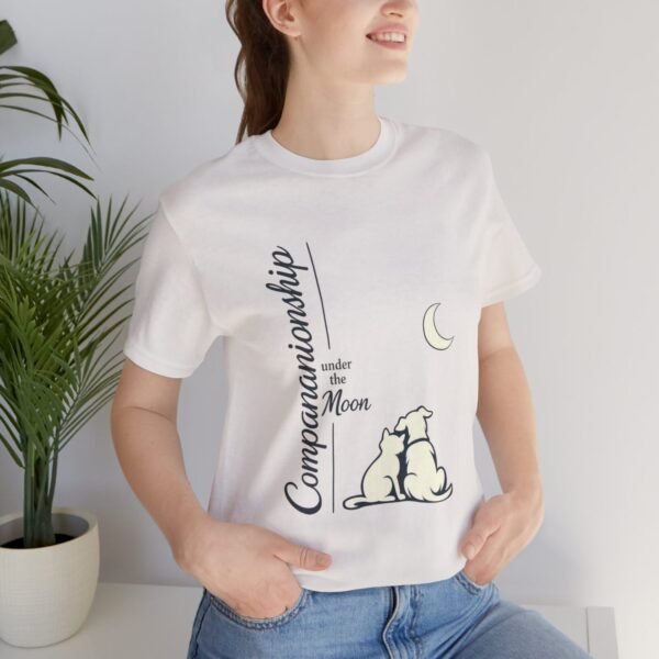 Companionship Under the Moon Tee (Dog/Cat Sitting, Moon Graphic) — Humor by M · Art & Design