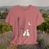 Companionship Under the Moon Tee (Dog/Cat Sitting, Moon Graphic) — Humor by M · Art & Design