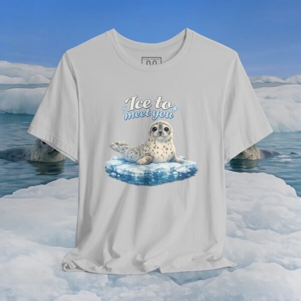 Seal Ice to Meet You Tee — Cute Pun Graphic T-Shirt – Animal Bella+Canvas T-shirt by Martume (Additional view 9)