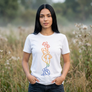 20260818133739-1f19b09f-b181-6468-abd5-6e18a8637ac1.png Centered Vertical Flow – Minimalist One‑Line Art T‑Shirt | Modern Figurative Design by M‑Art & Design — Apparel by M · Art & Design